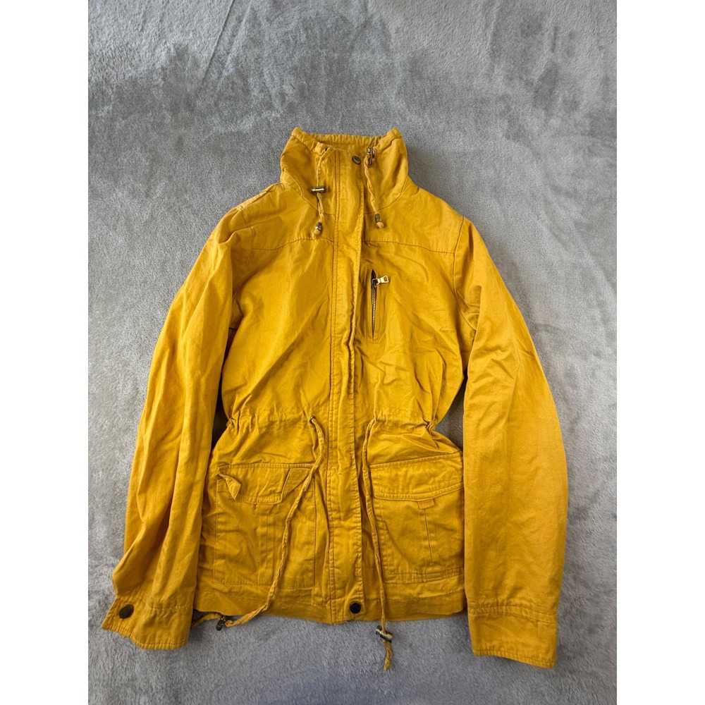 Charlotte Russe Anorak Jacket Women Small Yellow Utility Military Field Full Zip
